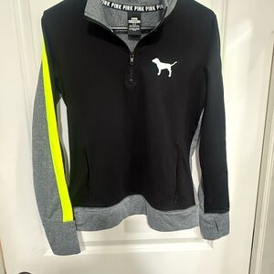 Victoria's Secret Pink - Black, Gray, Neon Yellow Half Zip Ultimate Jacket Small
